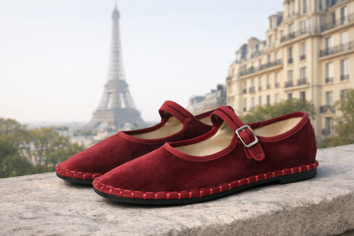 Chaussures Mary Jane en Velours Vintage pour Femme – Ballerines à Bout Rond Cousues Main – Design Élégant à Semelle Imprimé Floral